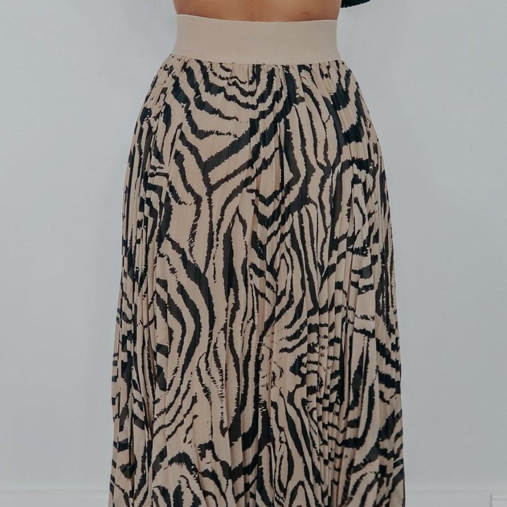Hope's Animal Tiger Print Skirt Black Tan Medium